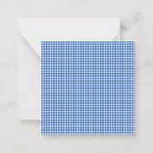 Kariertes Monogramm aus Gingham, blau und weiß Mitteilungskarte (Rückseite)