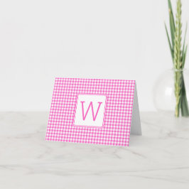 Kariertes Monogramm aus Gingham, rosa und weiß