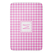 Kariertes Monogramm aus Gingham, rosa und weiß Badematte (Vorderseite Vertikal)