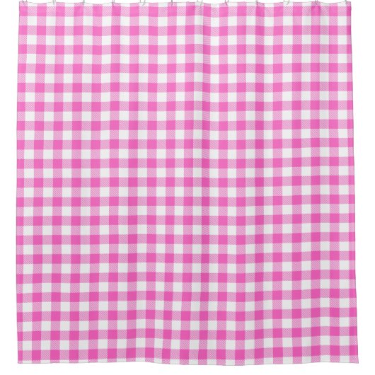 Kariertes Monogramm aus Gingham, rosa und weiß Duschvorhang (Vorderseite)