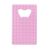 Kariertes Monogramm aus Gingham, rosa und weiß Geldbeutel Flaschenöffner (Rückseite)