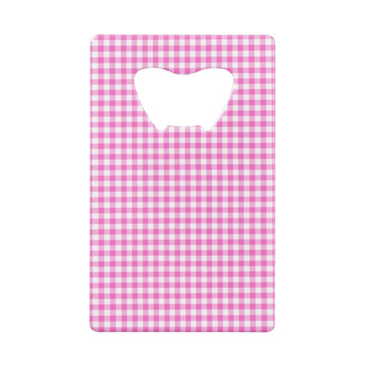 Kariertes Monogramm aus Gingham, rosa und weiß Geldbeutel Flaschenöffner (Rückseite)