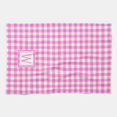Kariertes Monogramm aus Gingham, rosa und weiß Geschirrtuch (Horizontal)
