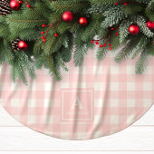 Kariertes Monogramm aus Gingham, rosa und weiß Polyester Weihnachtsbaumdecke