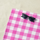 Kariertes Monogramm aus Gingham, rosa und weiß Strandtuch (Beispiel)