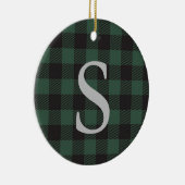 Kariertes Monogramm aus grünem Büffel Keramik Ornament (Rechts)