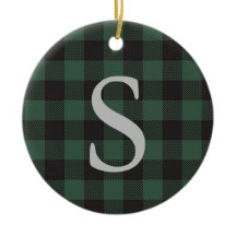Kariertes Monogramm aus grünem Büffel
