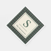 Kariertes Monogramm aus grünem Büffel Serviette (Ecke)