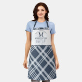 Kariertes Monogramm aus narbenblauem Buffalo Schürze (Getragen)