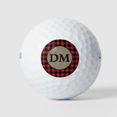Kariertes Monogramm aus Red Black Buffalo Golfball (Vorderseite)