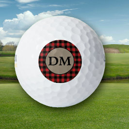 Kariertes Monogramm aus Red Black Buffalo Golfball