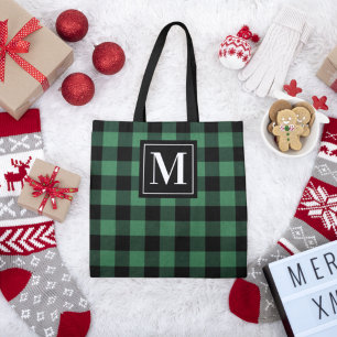 Kariertes Monogramm aus Rot und Schwarz Buffalo Tasche