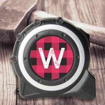 Kariertes Monogramm aus Rot und Schwarz