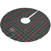 Kariertes Monogramm aus rotem und grünem Tartan Polyester Weihnachtsbaumdecke (Schrägansicht)