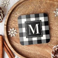 Kariertes Monogramm aus Schwarz und Weißbüffel