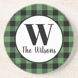 Kariertes Monogramm aus schwarzem Buffalo Getränkeuntersetzer