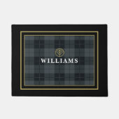 Kariertes Monogramm aus schwarzem Tartan Fußmatte (Vorderseite)