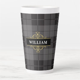 Kariertes Monogramm aus schwarzem Tartan Milchtasse
