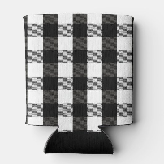 Kariertes Monogramm aus schwarzem und weißem Lumbe Dosenkühler (Rückseite)