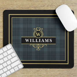 Kariertes Monogramm aus schwarzem Windows Mousepad