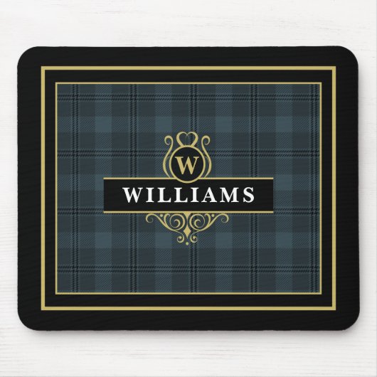 Kariertes Monogramm aus schwarzem Windows Mousepad (Vorne)