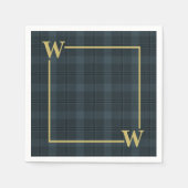 Kariertes Monogramm aus schwarzem Windows Serviette (Vorderseite)