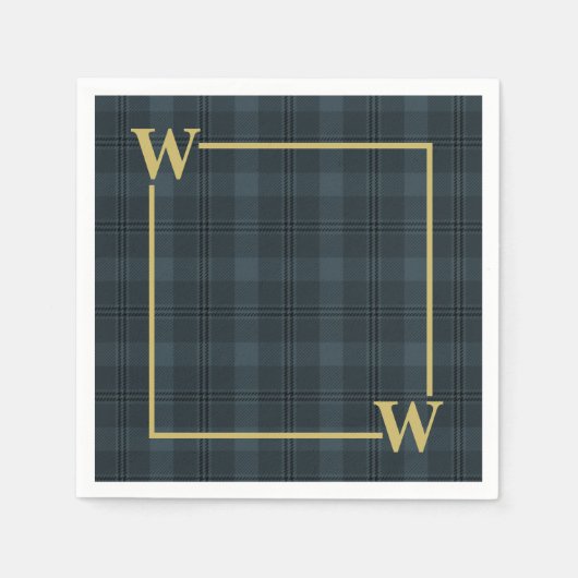 Kariertes Monogramm aus schwarzem Windows Serviette (Vorderseite)