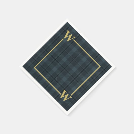 Kariertes Monogramm aus schwarzem Windows Serviette (Ecke)