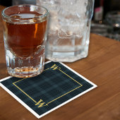 Kariertes Monogramm aus schwarzem Windows Serviette