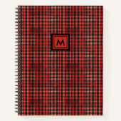 Kariertes Monogramm aus Tartan rot und schwarz Notizblock (Vorderseite)