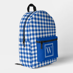 Kariertes Monogramm des Gingham-Karos Blau Bedruckter Rucksack