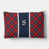 Kariertes Monogramm des Navy Red Tartan Zubehörtasche (Rückseite)