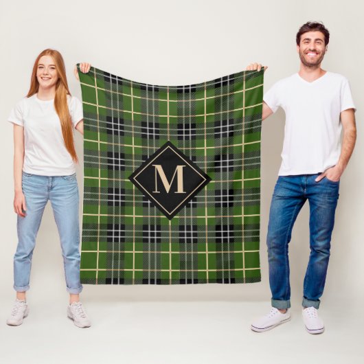 Kariertes Monogramm des rustikalen grünen Tartans Fleecedecke (Beispiel)