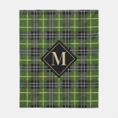 Kariertes Monogramm des rustikalen grünen Tartans Fleecedecke (Vorderseite)