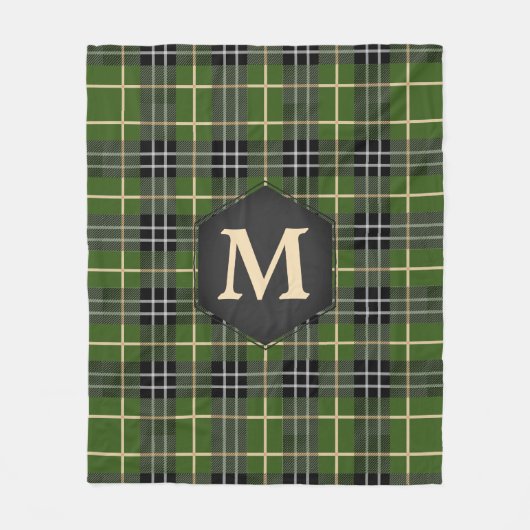Kariertes Monogramm des rustikalen grünen Tartans Fleecedecke (Vorderseite)
