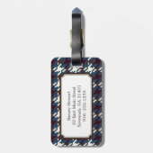 Kariertes Monogramm des Vintagen dunkelgrauen Gepäckanhänger (Rückseite vertikal)