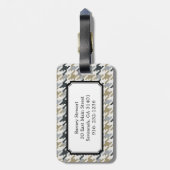 Kariertes Monogramm des Vintagen grauen Gepäckanhänger (Rückseite vertikal)