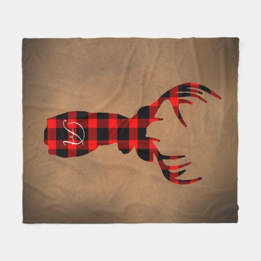Kariertes Monogramm Fleecedecke (Vorderseite (Horizontal))