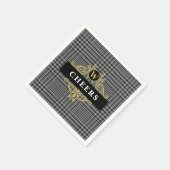 Kariertes Monogramm für das elegante Black-Gold-Gl Serviette (Ecke)