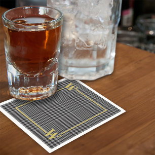 Kariertes Monogramm für das elegante Black-Gold-Gl Serviette