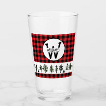 Kariertes Monogramm-Glas-Tumbler