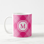 Kariertes Monogramm, hellrosa Kaffeetasse (Links)