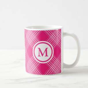 Kariertes Monogramm, hellrosa Kaffeetasse