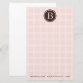Kariertes Monogramm, hellrosa, statisch Briefpapier (Vorne/Hinten)
