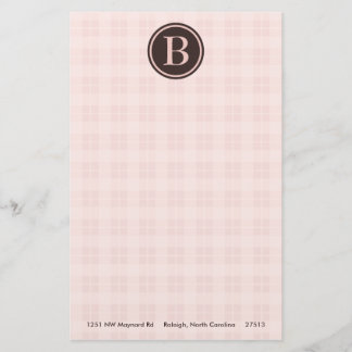 Kariertes Monogramm, hellrosa, statisch Briefpapier