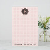 Kariertes Monogramm, hellrosa, statisch Briefpapier (Stehend Vorderseite)
