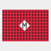 Kariertes Monogramm, in Rot und Schwarz Geschenkpapier Set (Vorderseite 2)