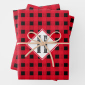 Kariertes Monogramm, in Rot und Schwarz Geschenkpapier Set (Beispiel)