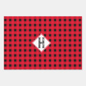 Kariertes Monogramm, in Rot und Schwarz Geschenkpapier Set (Vorderseite)