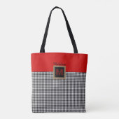 Kariertes Monogramm in Rot-Weiß und Schwarz-Buffal Tasche (Rückseite)